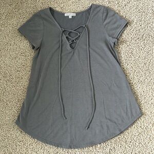 Moa Moa Short Sleeve Shirt with Lacing Detail